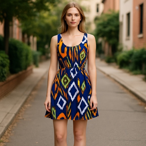 Mezzanine | Patterned Sleeveless Mini Dress Size S Small - Picture 3 of 12